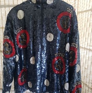 The Icing Sequin Vintage Bomber Jacket Sz L